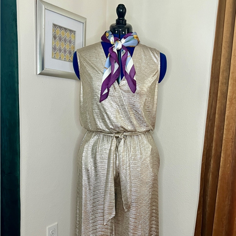 JB By Julie Brown NYC Metallic Shimmer Sleeveless Woman’s Jumpsuit Size S